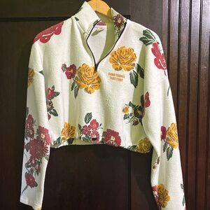 Urban Outfitters Floral Crop Top - “Good Things Take Time”- French Terry.